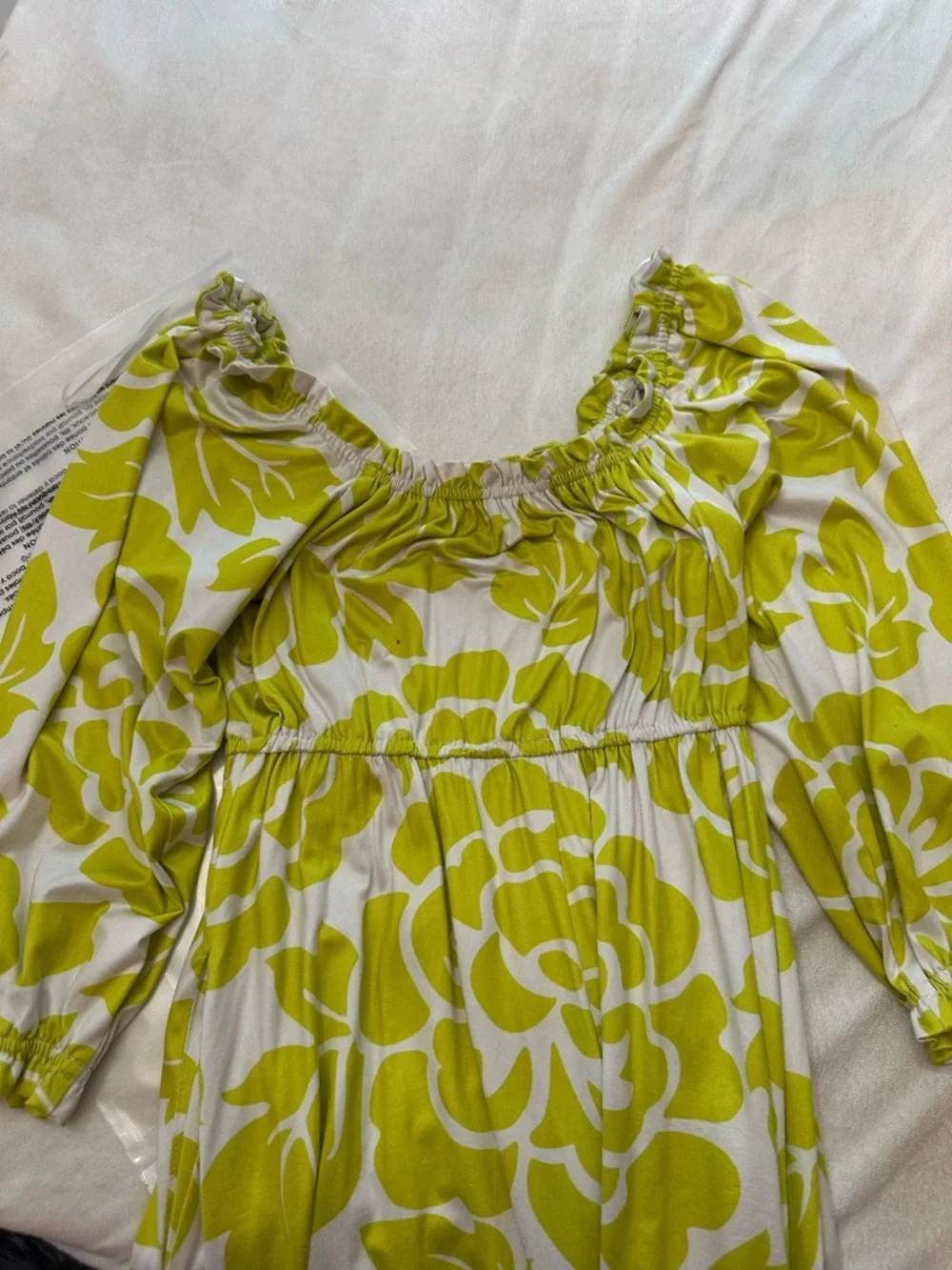 Hutch maternity off shoulder Lime and White Floral Midi Dress 38415